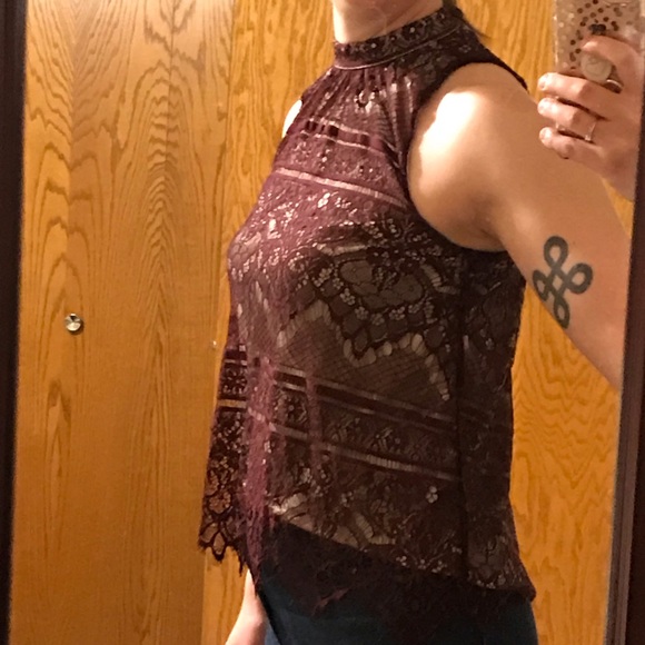 LC Lauren Conrad Mock Neck Allover Lace Halter - Picture 8 of 8